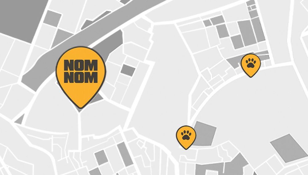 Fake map of Nom Nom retail locations