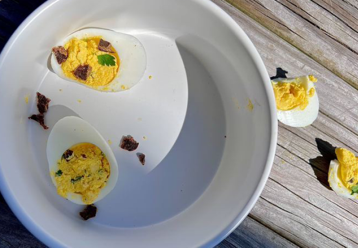 Making a deviled egg recipe for a dog